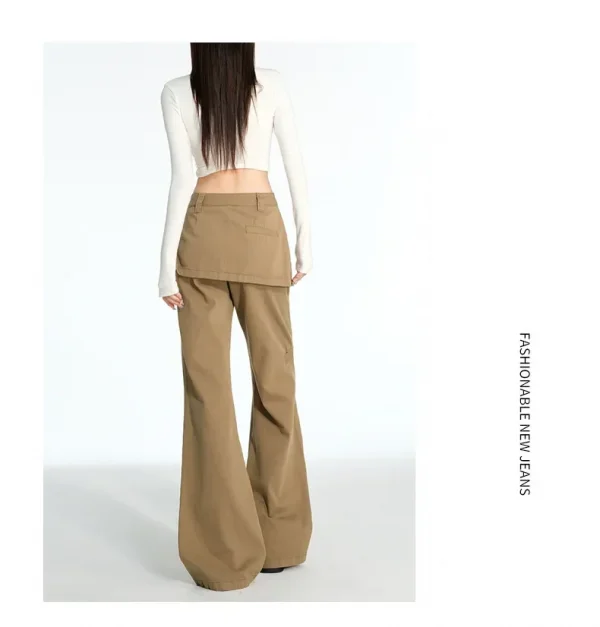 2025 ربيع الخريف حجم كبير الرجعية وهمية قطعتين ضرطة الستار الجينز مايكرو سحب البضائع التخسيس مستقيم مكدسة واسعة الساق السراويل