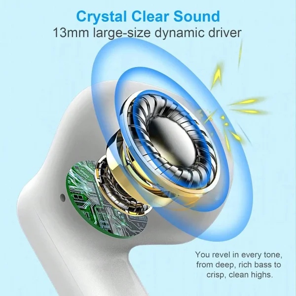 سماعات بلوتوث لاسلكية جديدة، صوت واضح هاي فاي، ملاءمة مريحة، لمسة ذكية، إلغاء الضوضاء، مثالية لاستخدام الموسيقى