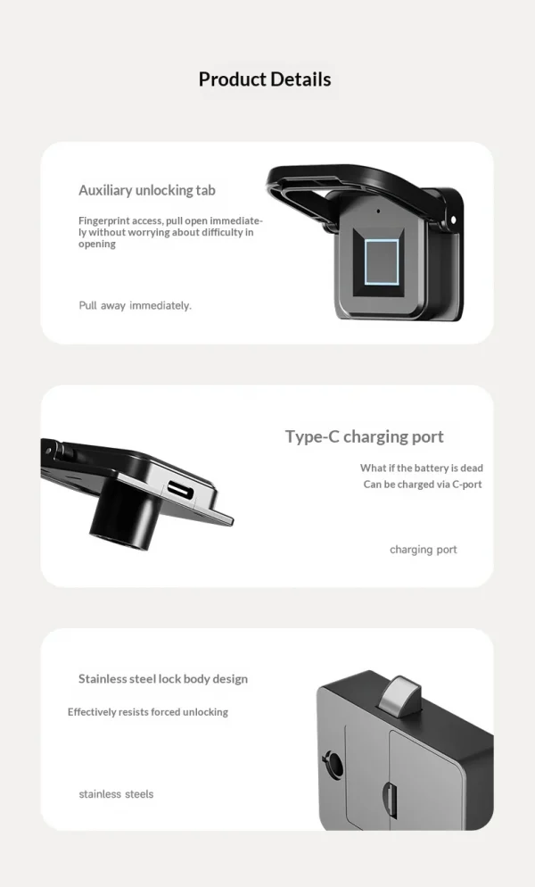 Office Cabinet Fasten Smart Fingerprint Lock Anti-theft Household Drawer Locks Electronic Bedside Secure Eas Install Locker Shut