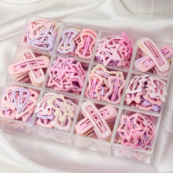 10/20/30 قطعة من مشابك الشعر الوردية الفاتحة على شكل قلب وعلى شكل فيونكة |  مناسبة للفتيات كهدية للحفلات أو العطلات.