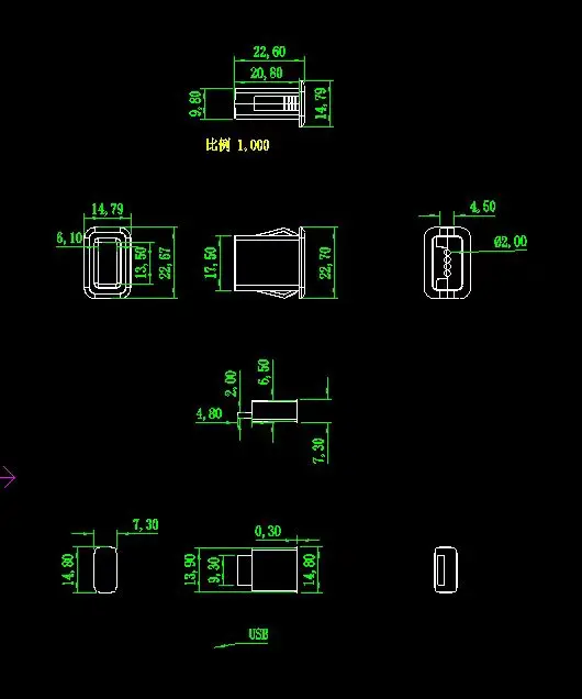 USB female seat type-c double socket usb a female, lamp charging socket power socket with cable connector