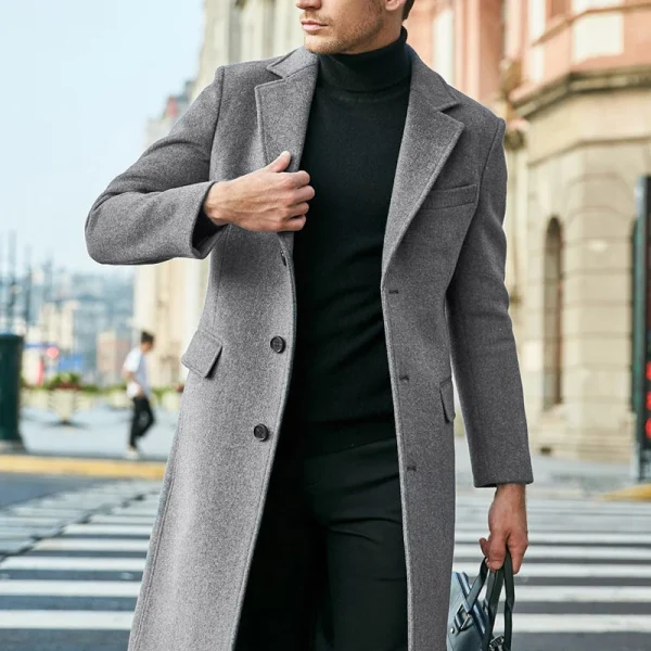 الخريف الشتاء معطف طويل الذكور الدافئة سترة واقية سترات الموضة رجل معطف البريطانية ضئيلة سترة ملابس خارجية الشارع الشهير الرجال الملابس