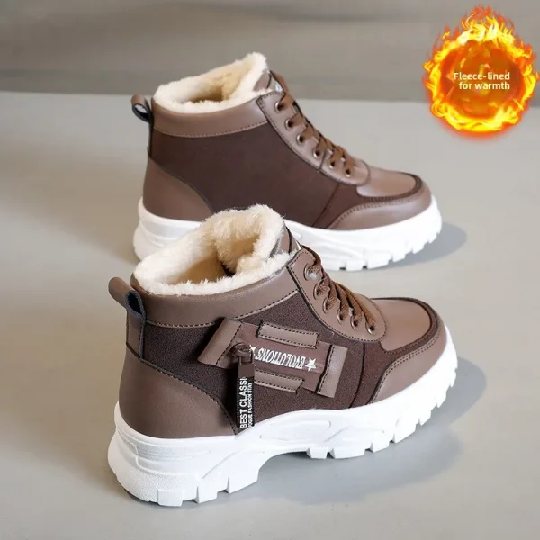 أحذية كاجوال فائقة النعومة، أحذية أبي سميكة القاع، أحذية منصة عالية الارتفاع، أحذية عصرية للشتاء الدافئ بنمط جديد للنساء