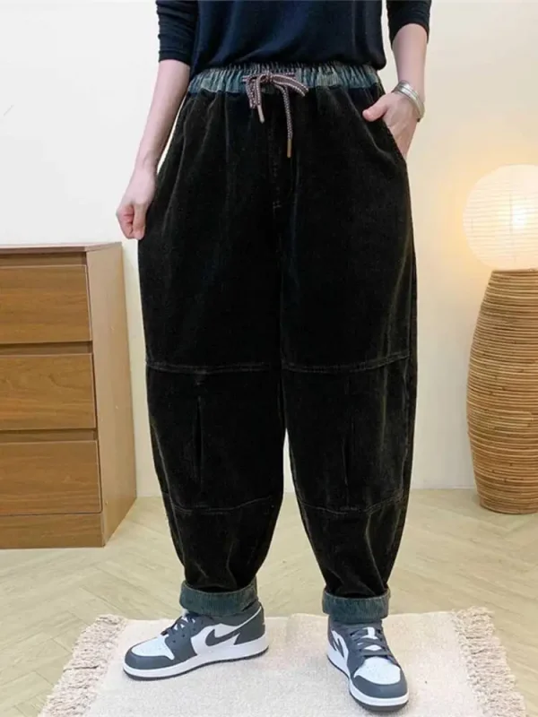 Amax LuluE الخريف الكورية تصميم المرأة فضفاض سروال قصير حريم السيدات عادية كلاسيكية خمر موضة مرونة الخصر بنطلون