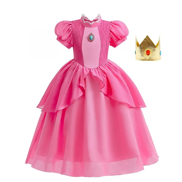 زي الخوخ التنكري للفتيات، فستان الأميرة الفاخرة التنكري الوردي، كرنفال، حفلة عيد ميلاد، أفلام الأطفال، ملابس الحفلات