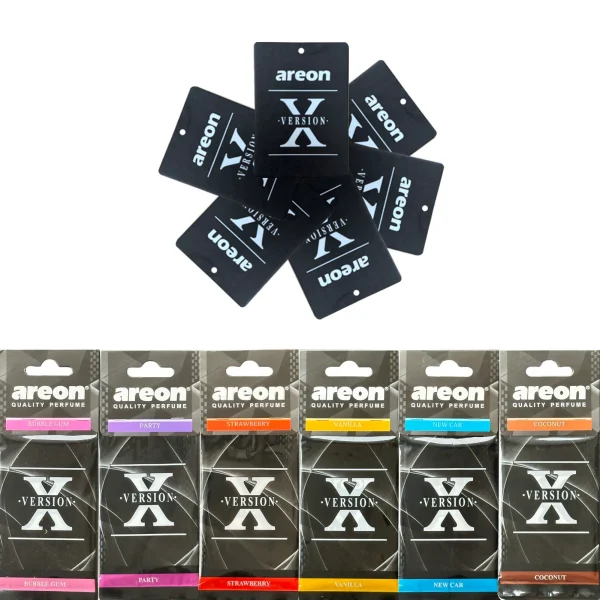 معطرات هواء السيارة عالية الجودة [الشكل X]، والتي يمكن استخدامها كزينة لمرايا الرؤية الخلفية للسيارة، متوفرة في مجموعات