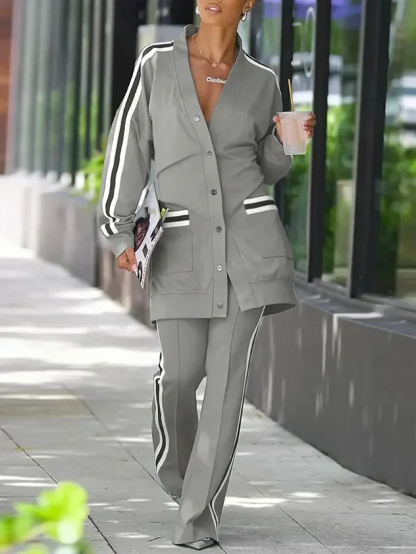 سترة غير رسمية بأكمام راجلان من Krisstargirls للنساء لربيع وخريف 2025 بأكمام طويلة وفتحة رقبة على شكل V ملابس رياضية خارجية غير رسمية