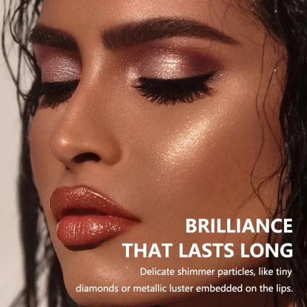 أحمر شفاه بيرليسسينت بينك جليتر مخملي معدني مقاوم للماء يدوم طويلاً غير لامع لامع ماسي أحمر شفاه للنساء مستحضرات تجميل