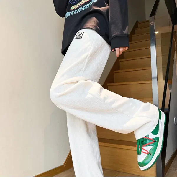 الخريف سراويل تقليدية الرجال موضة مستقيم منقوشة السراويل الرجال الشارع الشهير الهيب هوب فضفاض بنطال ذو قصة أرجل واسعة رجالي Vintage بنطلون M-3XL