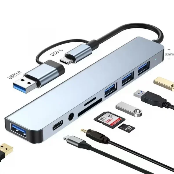 USB-C HUB Type-C Splitter Thunderbolt 3 Dock محول الكمبيوتر المحمول