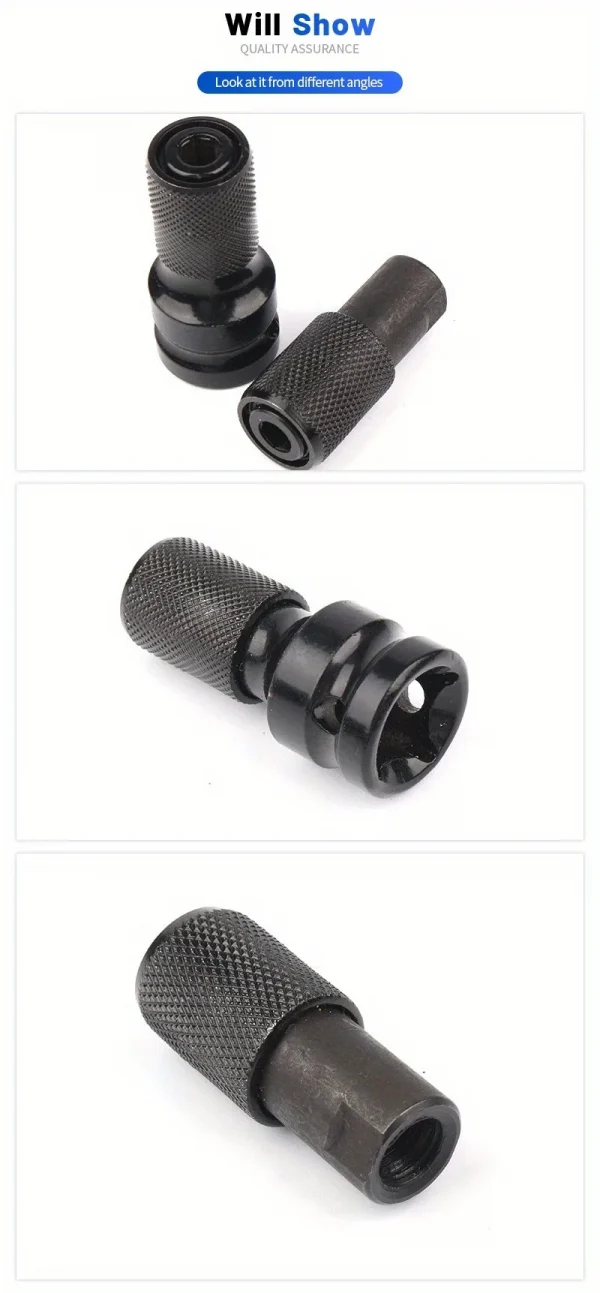 1 قطعة تأثير وجع لمحول الحفر 1/2 إلى 1/4 عرافة محول المقبس تمديد بت حامل للمفتاح الكهربائي والأدوات الكهربائية