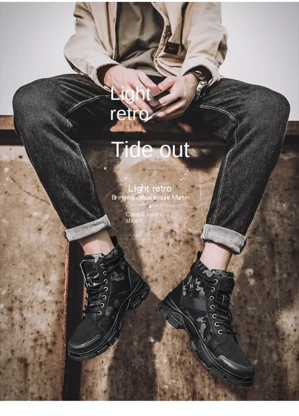 🔹 حذاء عسكري رجالي عالي التمويه