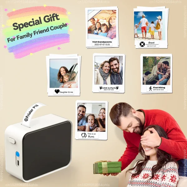 سماعة لاسلكية تعمل بالبلوتوث طابعة ملصقات طابعة حرارية محمولة Marklife P15 آلة وضع العلامات بدون حبر صانع الملصقات الصغيرة P15 ملصق