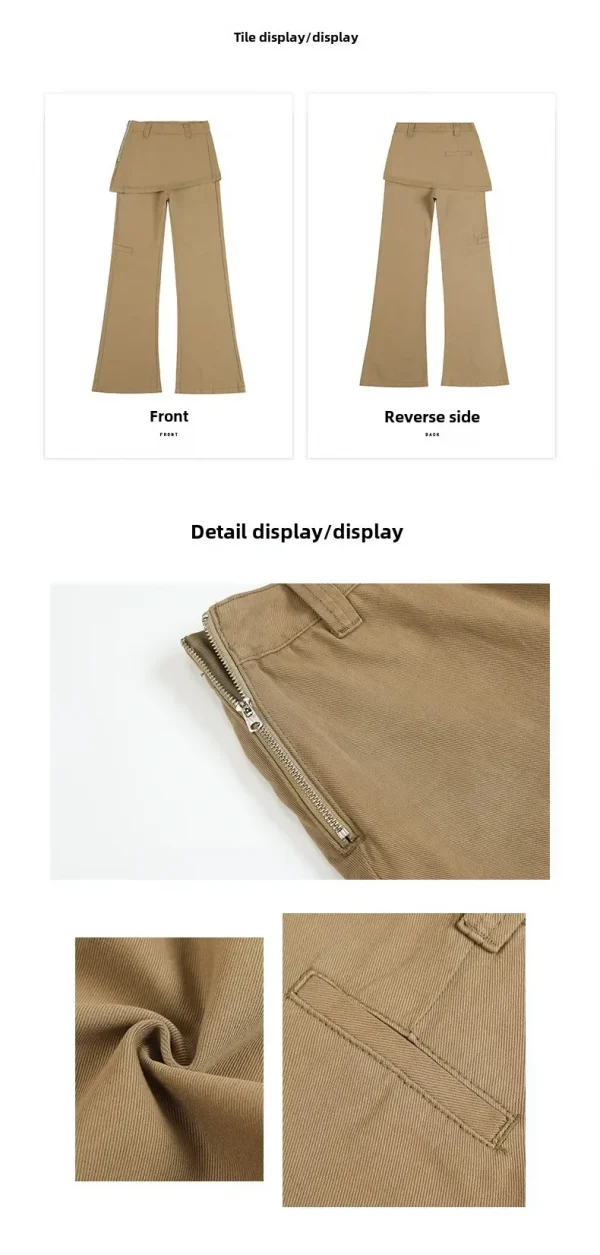 2025 ربيع الخريف حجم كبير الرجعية وهمية قطعتين ضرطة الستار الجينز مايكرو سحب البضائع التخسيس مستقيم مكدسة واسعة الساق السراويل