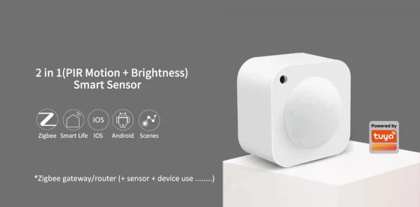 Tuya ZigBee 2in1 PIR مستشعر ذكي لسطوع الحركة كاشف الحركة البشرية مستشعر الضوء المدمج يعمل مع مساعد المنزل
