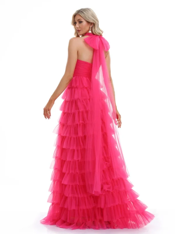 فساتين سهرة رسمية فاخرة بدون أكمام ورقبة على شكل حرف v من التل 2025 أنيقة لحفلات الزفاف من التل للنساء وصيفة العروس فساتين كوكتيل للحفلات الراقصة