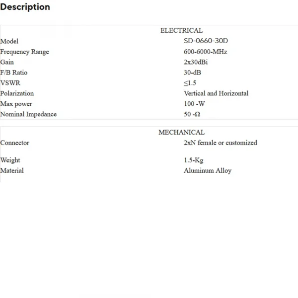 هوائي MIMO خارجي لشبكات 5G/4G/3G/2G، 600-6000 ميجاهرتز، مكاسب عالية 2X30dBi، تغذية خارجية طويلة المدى، لـ STC Zain Mobily
