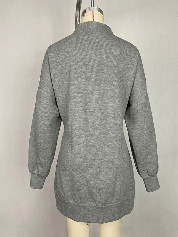 سترة غير رسمية بأكمام راجلان من Krisstargirls للنساء لربيع وخريف 2025 بأكمام طويلة وفتحة رقبة على شكل V ملابس رياضية خارجية غير رسمية