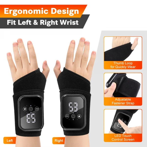 المعصم وسادة ساخنة التدفئة الكهربائية واقي المعصم 3 مستويات مُدلك بالاهتزاز 5 سرعة التدفئة الساخن ضغط حماية المعصم اليد