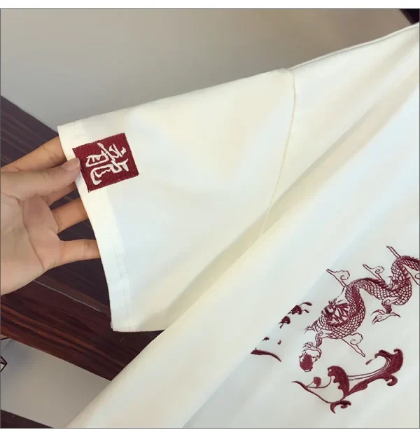 2025 جديد اليابانية Harajuku المحملة القمم النمط الصيني تانغ دعوى المرأة تي شيرت غير رسمي واسعة الساق الكونغ فو فستان أطفال مع سروال داخلي الملابس الشرقية