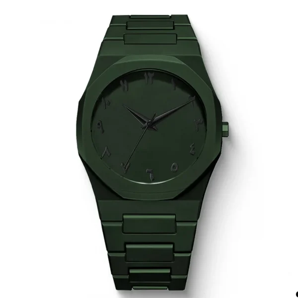 ساعة رجالية عصرية جديدة بسيطة سوداء ذكر ساعات كوارتز عربية رقمية حزام زيت بالتنقيط غير رسمي