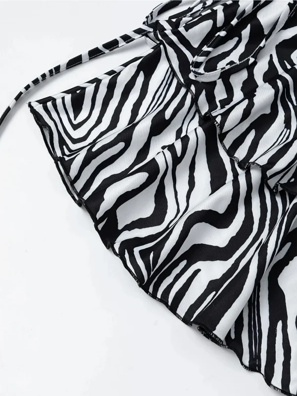 أزياء المرأة الجديدة قادرة تنوعا حمار وحشي كشكش حافة تعادل تنورة عادية مثير مطوي تنورة صغيرة