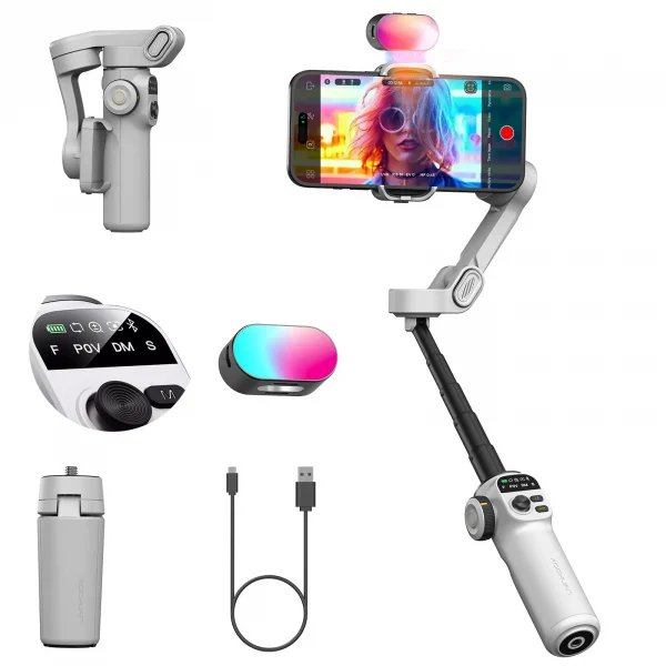 AOCHUAN Smart X2 3 Axis Gimbal Stabilizer للهواتف الذكية iPhone و Android Gimbal مع شاشة LED مدمجة لعمود التمديد