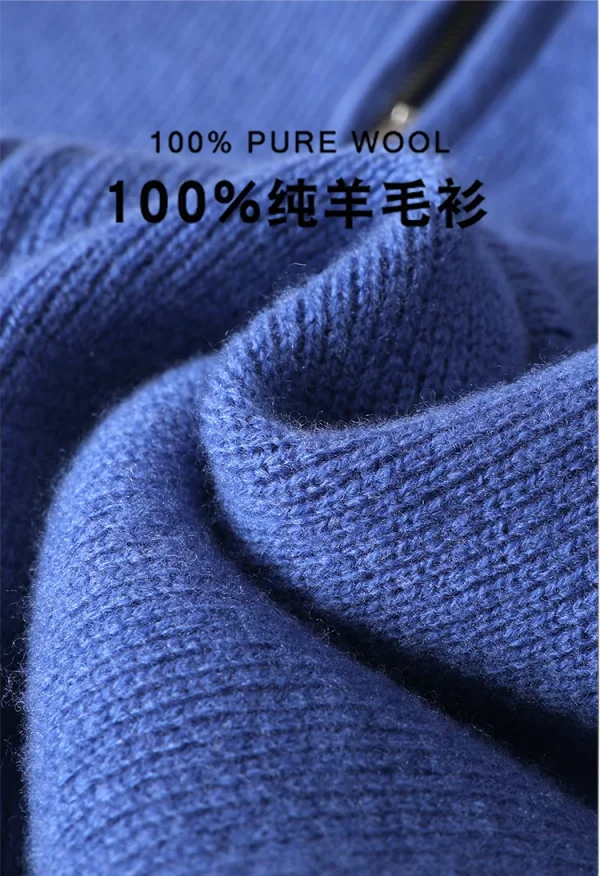 سترة رجالية جديدة بـ 5 ألوان 100% سترة صوف ميرينو، الخريف والشتاء محبوك سترة رجال الأعمال غير الرسمية بأكمام طويلة بقلنسوة