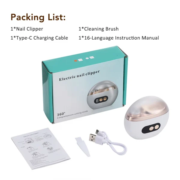 ماكينة قص أظافر كهربائية أوتوماتيكية، 2 في 1 قاطعة أظافر أوتوماتيكية ومطحنة تلميع للأطفال والكبار، ماكينة تشذيب أظافر 3 سرعات