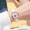 Cartoon Pattern Stitch Girls Watches for Kids Leather Strap Children Watch with Rhinestone Dial reloj stich Exquisite Gift