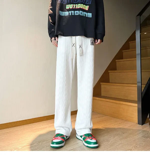 الخريف سراويل تقليدية الرجال موضة مستقيم منقوشة السراويل الرجال الشارع الشهير الهيب هوب فضفاض بنطال ذو قصة أرجل واسعة رجالي Vintage بنطلون M-3XL