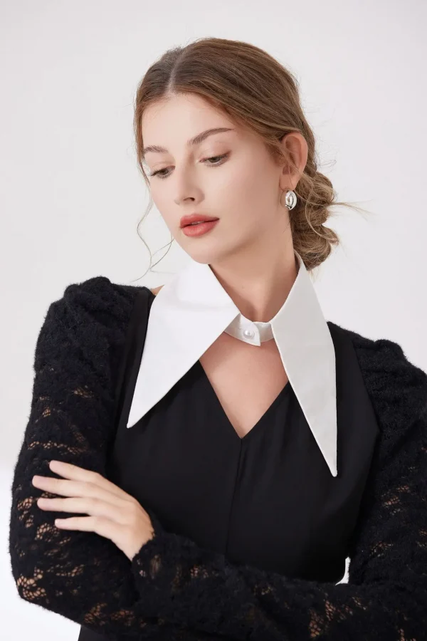 الجديد الأكثر مبيعاً بسيط بلون واحد يناسب الجميع، ياقة وهمية مزيفة، قميص إبداعي، ياقة مزيفة، شخصية