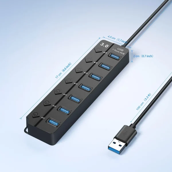 USB 3.0 Hub USB Hub 2.0 متعدد USB الفاصل Hub 100 سنتيمتر كابل طويل متوسع متعدد للكمبيوتر المحمول ملحقات الكمبيوتر محول USB