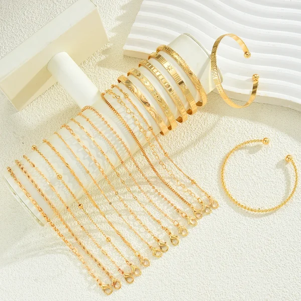 20 قطعة لون الذهب الموضة الحد الأدنى الإسورة سوار مجموعة Vintage بوهو الأفعى العظام سلسلة أساور للنساء مجوهرات اليومية هدية جديد