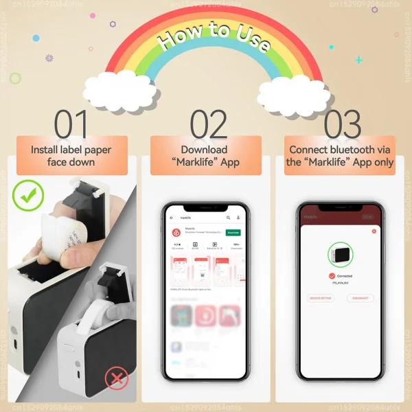 سماعة لاسلكية تعمل بالبلوتوث طابعة ملصقات طابعة حرارية محمولة Marklife P15 آلة وضع العلامات بدون حبر صانع الملصقات الصغيرة P15 ملصق