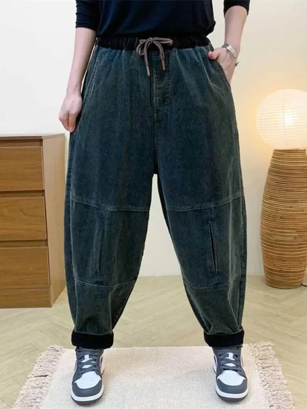 Amax LuluE الخريف الكورية تصميم المرأة فضفاض سروال قصير حريم السيدات عادية كلاسيكية خمر موضة مرونة الخصر بنطلون