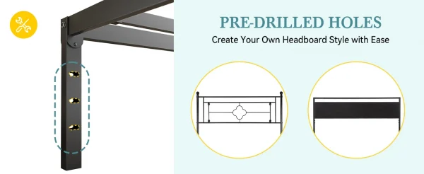 إطار سرير HOOMIC مقاس 14 بوصة مزدوج/كامل/Quen/King ذو منصة معدنية مع مساحة تخزين، لا حاجة إلى صندوق زنبركي، سهل التجميع