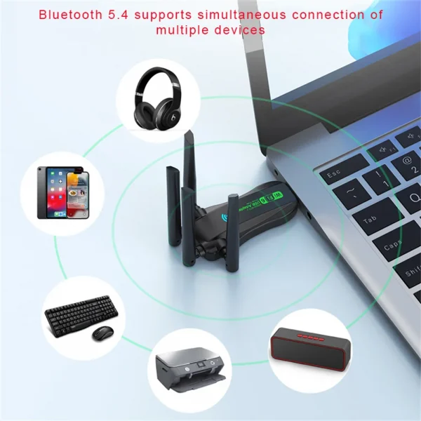 AX900 واي فاي USB محول WiFi6 بلوتوث 5.4 ثنائي النطاق 2.4G + 5.8Ghz 4 هوائي دونغل USB استقبال بطاقة لاسلكية للكمبيوتر/الكمبيوتر المحمول