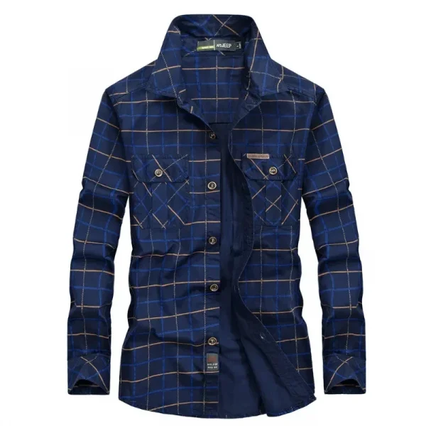 جديد ربيع الرجال متعددة جيوب الأدوات العسكرية في الهواء الطلق قمصان الذكور منقوشة قمصان غير رسمية جودة الرجل القطن قمصان طويلة الأكمام 3XL