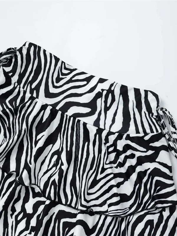 أزياء المرأة الجديدة قادرة تنوعا حمار وحشي كشكش حافة تعادل تنورة عادية مثير مطوي تنورة صغيرة