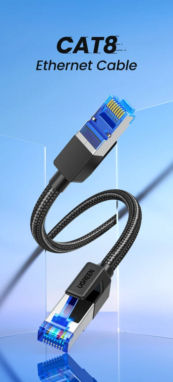 كابل إيثرنت UGREEN CAT 8 عالي السرعة مضفر 40 جيجابت في الثانية 2000 ميجاهرتز لشبكة Lan سلك RJ45 محمي داخلي لجهاز التوجيه PC PS5 مودم Xbox
