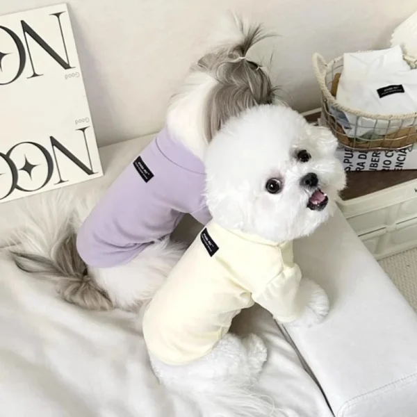 الفاخرة الكلب قاع قميص الربيع الكلب الملابس لطيف الصلبة جرو الياقة المدورة الدافئة لينة القط قميص الحيوانات الأليفة بلوزات تشيهواهوا ازياء