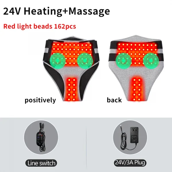 غلاف العلاج بالضوء الأحمر - 3 سرعات للحرارة والاهتزاز، يخفف آلام الورك وتشنجات الدورة الشهرية وعدم الراحة في البطن - لكبار السن/الرعاية اليومية