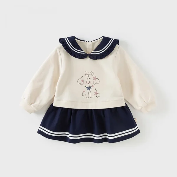 هودي أطفال ربيع 2025 ديف بيلا بطبعة جرو لطيف ولطيف للبنات، قميص مزيف على شكل قطعتين بأسلوب أكاديمي للحفلات DB1250891