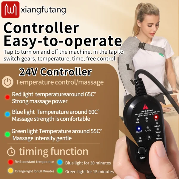 جهاز تدليك الذراع الملتف بالضوء الأحمر، 3 إعدادات للاهتزاز، تخفيف آلام الكوع، إجهاد العضلات، الكتف المتجمد، سهولة