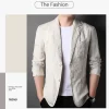 ربيع صيف 2025 بدلة رجالية جديدة عالية الجودة من الكتان الرجالي الأنيق قميص رقيق تركيب قماش معطف رجالي 100٪ كتان بليزر