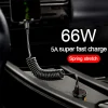 USB نوع C 66 واط سيارة 5A شحن سريع نوع C إلى نوع C الربيع تلسكوبي كابل آيفون 15 سامسونج هواوي شاومي Redmi OnePlus