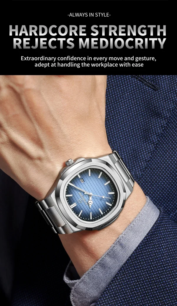 2026 جديد فاخر العسكرية رجل ساعة مربع مقاوم للماء مضيئة تاريخ الأسبوع الرجال ساعة الفولاذ المقاوم للصدأ الكوارتز ساعات رجالية Reloj + صندوق