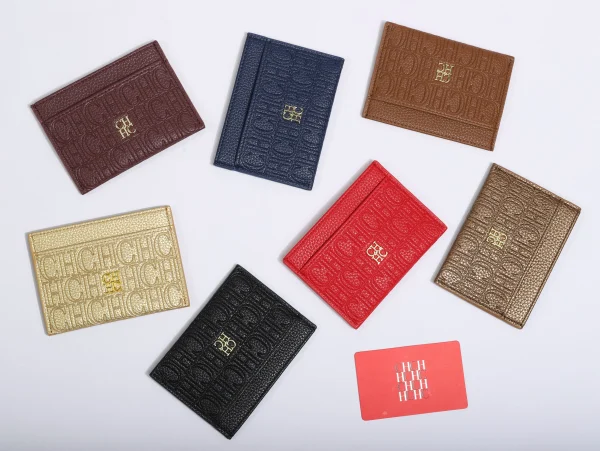 حامل بطاقات جديد من CH بنقش، محفظة بطاقة ائتمان رفيعة وبسيطة للنساء والرجال، حقيبة بطاقات هوية محمولة مع فتحات متعددة