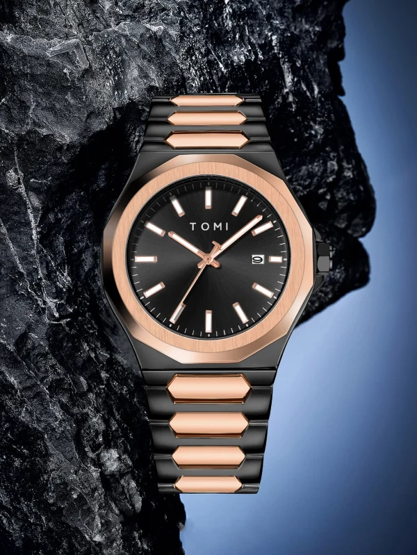 تومي الأعمال الفاخرة ساعة رجالية هدية مجموعة صناديق وردة عالية الجودة الذهب حالة بسيطة ومتعددة الاستخدامات ساعة كوارتز Relogio Masculino